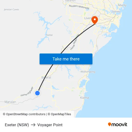 Exeter (NSW) to Voyager Point map