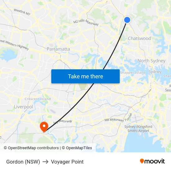 Gordon (NSW) to Voyager Point map
