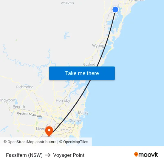 Fassifern (NSW) to Voyager Point map