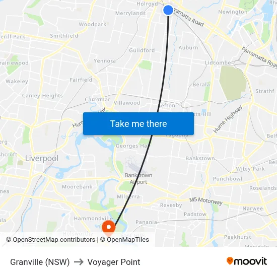 Granville (NSW) to Voyager Point map