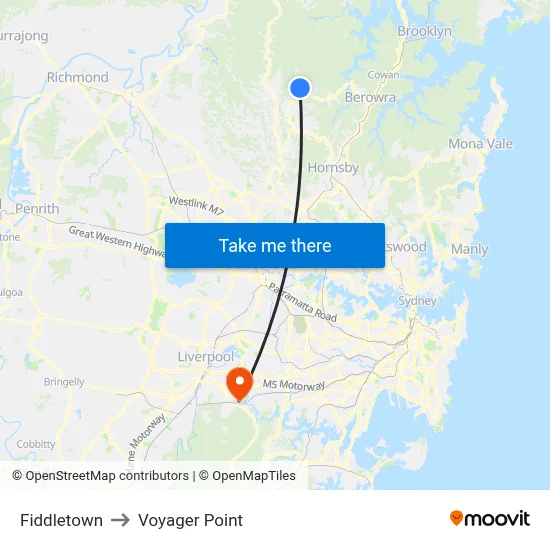 Fiddletown to Voyager Point map