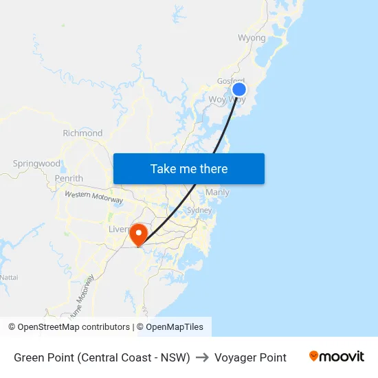 Green Point (Central Coast - NSW) to Voyager Point map