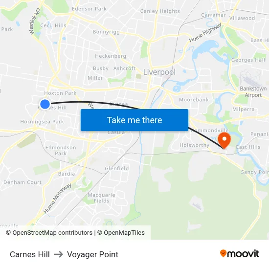 Carnes Hill to Voyager Point map