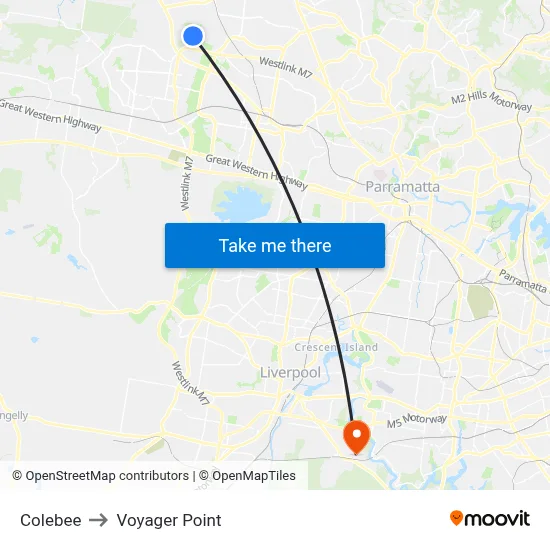 Colebee to Voyager Point map