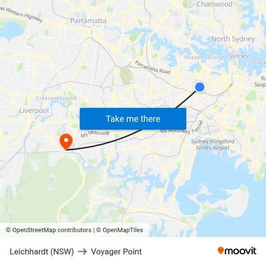 Leichhardt (NSW) to Voyager Point map