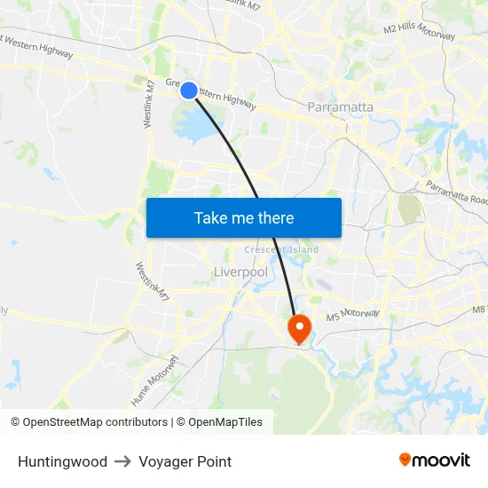 Huntingwood to Voyager Point map