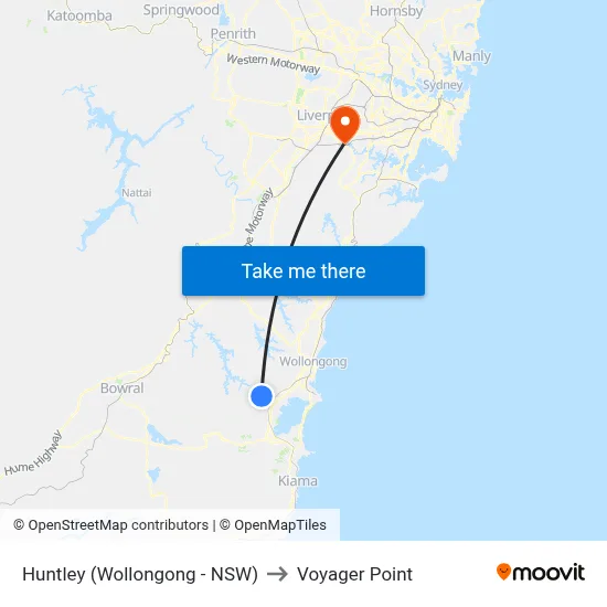 Huntley (Wollongong - NSW) to Voyager Point map