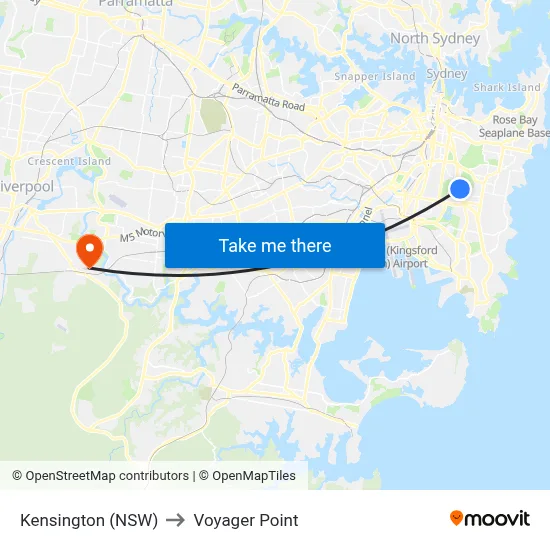 Kensington (NSW) to Voyager Point map