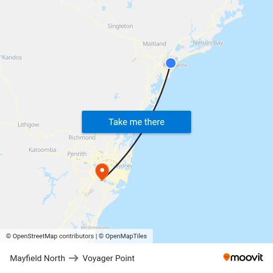 Mayfield North to Voyager Point map