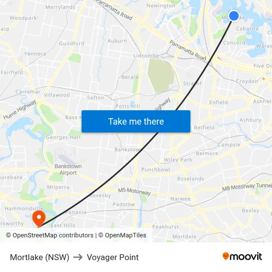 Mortlake (NSW) to Voyager Point map