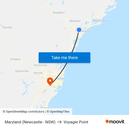 Maryland (Newcastle - NSW) to Voyager Point map