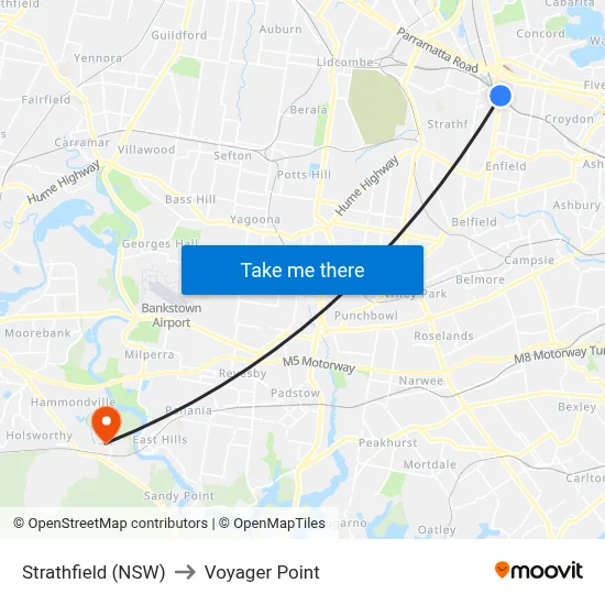 Strathfield (NSW) to Voyager Point map