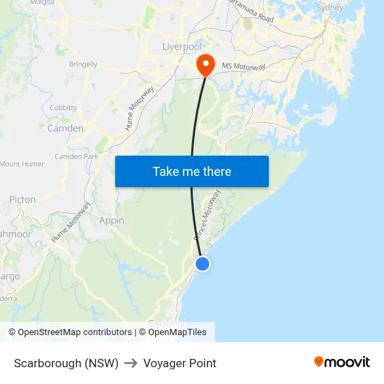 Scarborough (NSW) to Voyager Point map