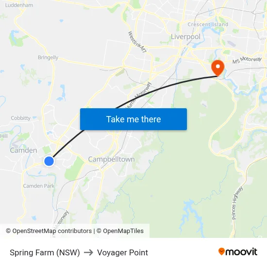 Spring Farm (NSW) to Voyager Point map