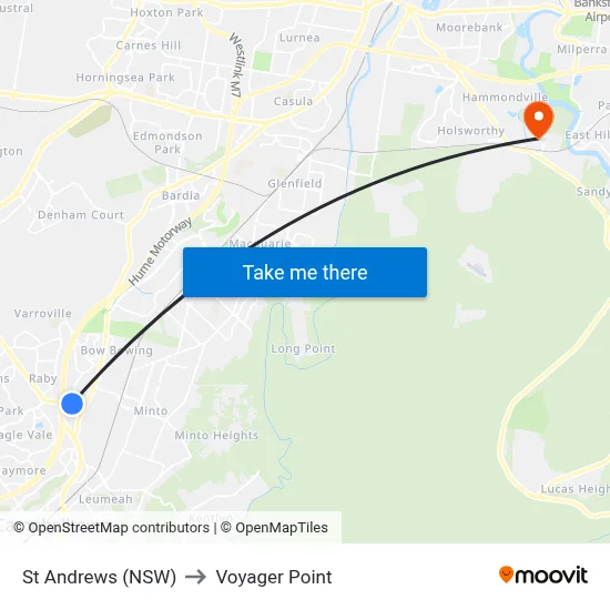 St Andrews (NSW) to Voyager Point map
