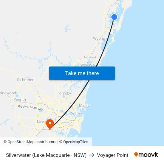 Silverwater (Lake Macquarie - NSW) to Voyager Point map