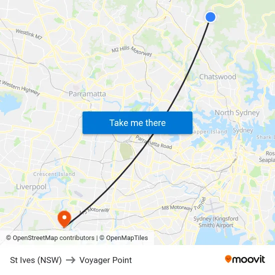 St Ives (NSW) to Voyager Point map