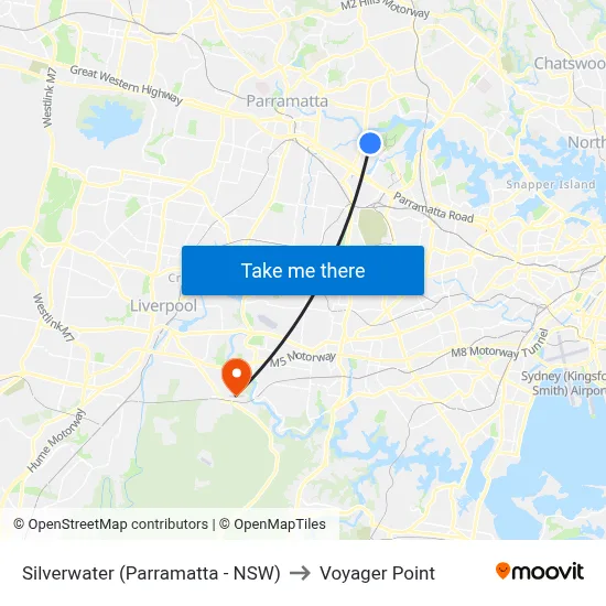 Silverwater (Parramatta - NSW) to Voyager Point map