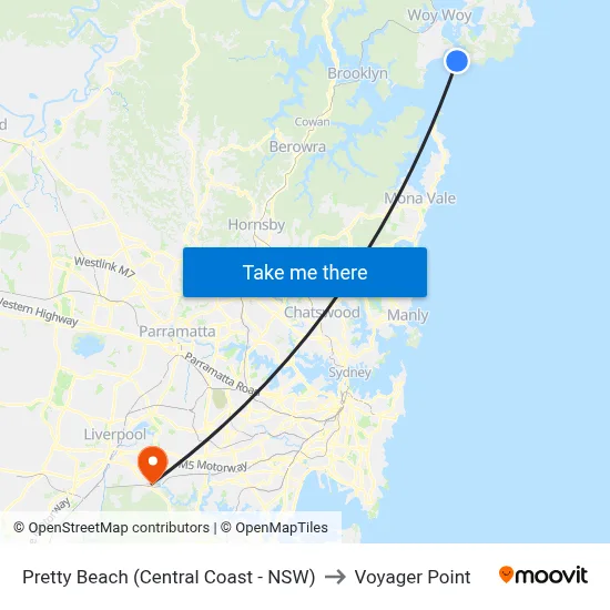 Pretty Beach (Central Coast - NSW) to Voyager Point map