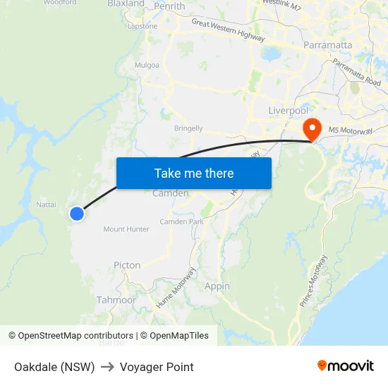 Oakdale (NSW) to Voyager Point map