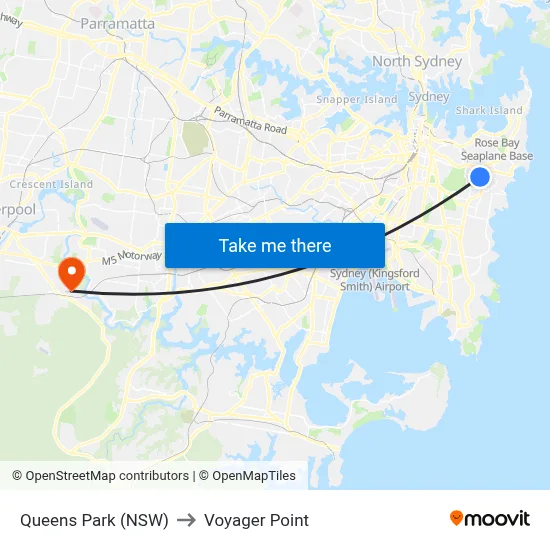 Queens Park (NSW) to Voyager Point map