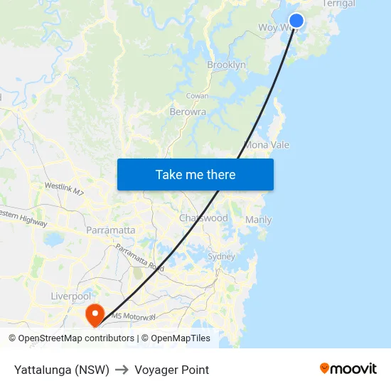 Yattalunga (NSW) to Voyager Point map