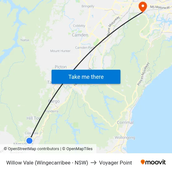 Willow Vale (Wingecarribee - NSW) to Voyager Point map