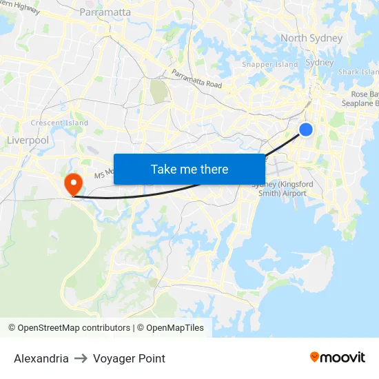 Alexandria to Voyager Point map