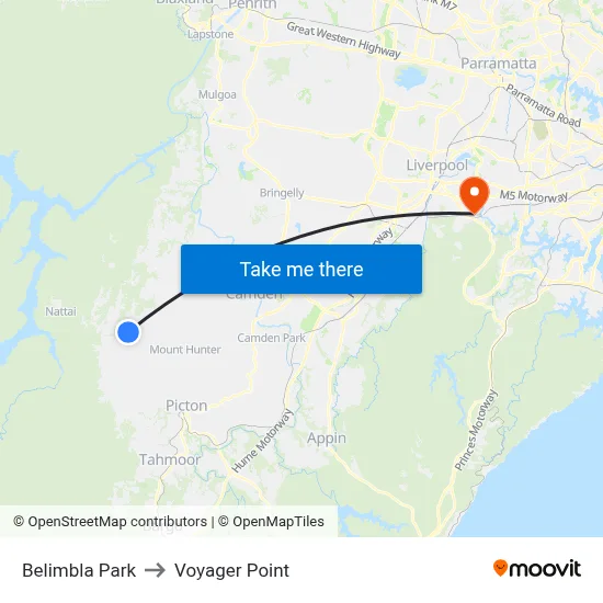 Belimbla Park to Voyager Point map