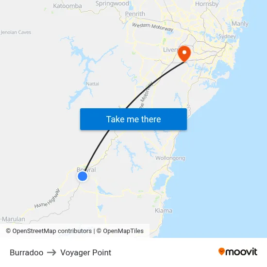 Burradoo to Voyager Point map