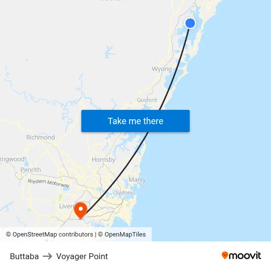Buttaba to Voyager Point map