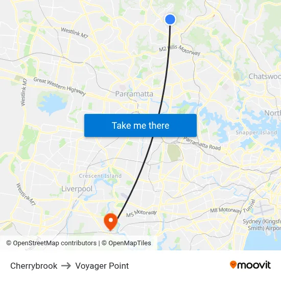Cherrybrook to Voyager Point map