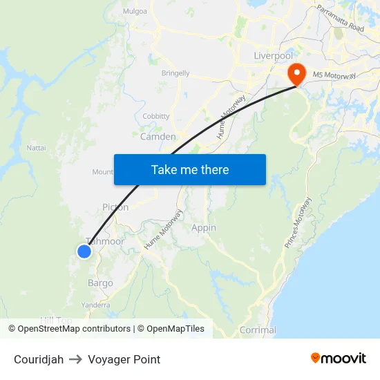 Couridjah to Voyager Point map