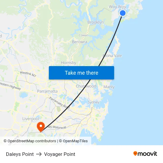 Daleys Point to Voyager Point map