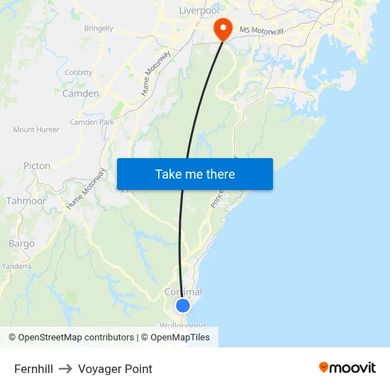 Fernhill to Voyager Point map