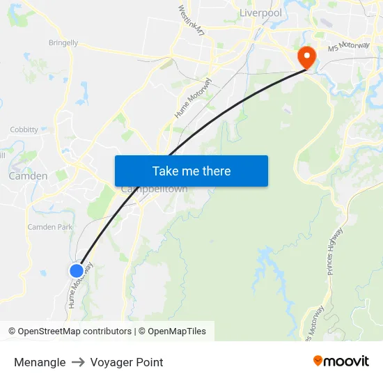 Menangle to Voyager Point map
