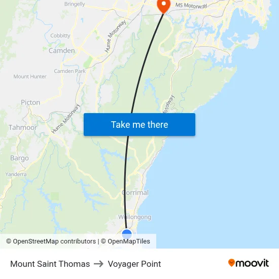 Mount Saint Thomas to Voyager Point map
