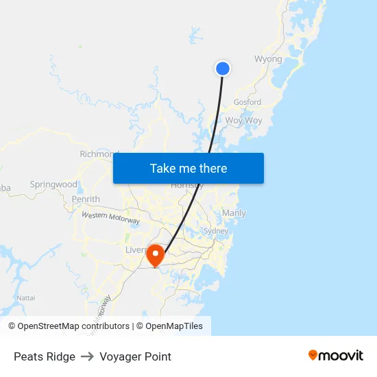 Peats Ridge to Voyager Point map