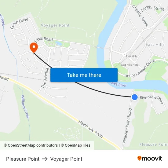 Pleasure Point to Voyager Point map