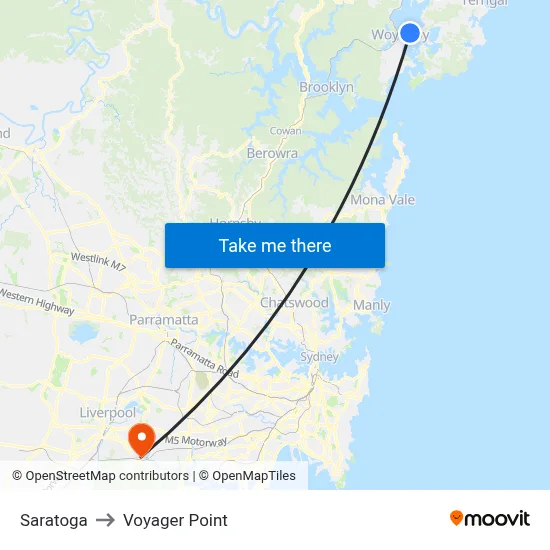 Saratoga to Voyager Point map