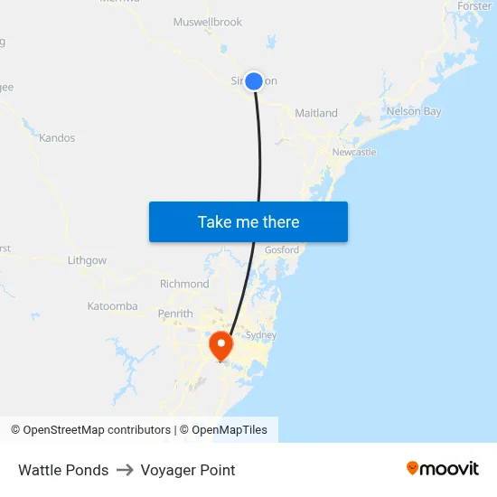 Wattle Ponds to Voyager Point map