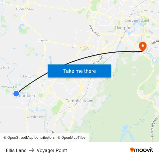 Ellis Lane to Voyager Point map