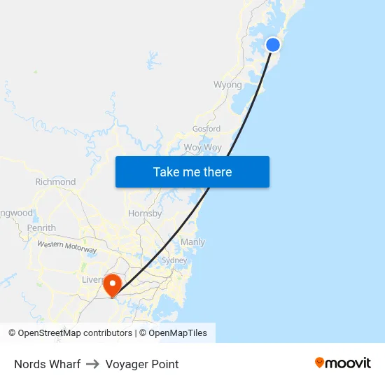 Nords Wharf to Voyager Point map
