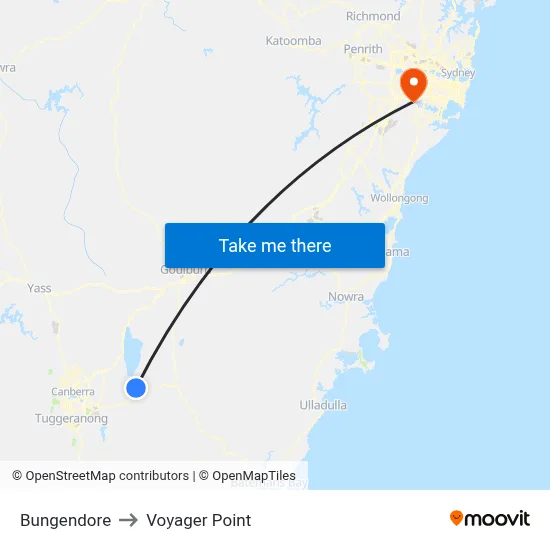Bungendore to Voyager Point map