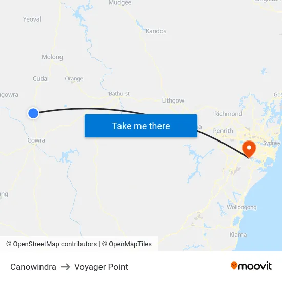 Canowindra to Voyager Point map