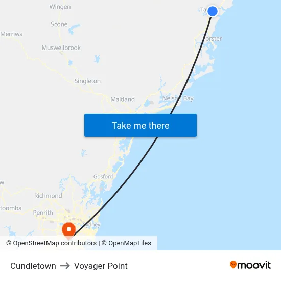 Cundletown to Voyager Point map