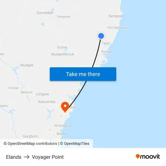 Elands to Voyager Point map