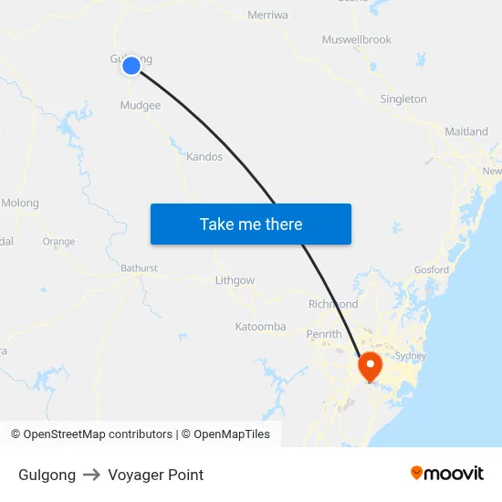 Gulgong to Voyager Point map