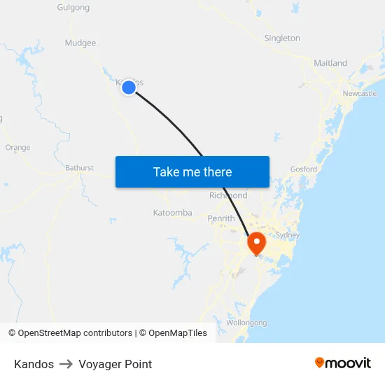Kandos to Voyager Point map