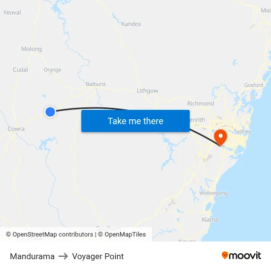Mandurama to Voyager Point map